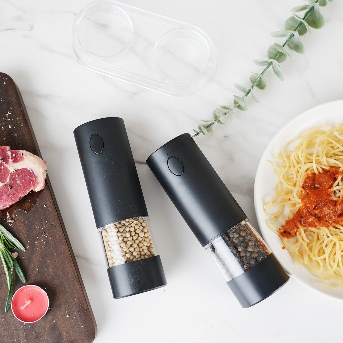 Holm Automatic Electric Salt and Pepper Grinder - One-Handed Spice Mill